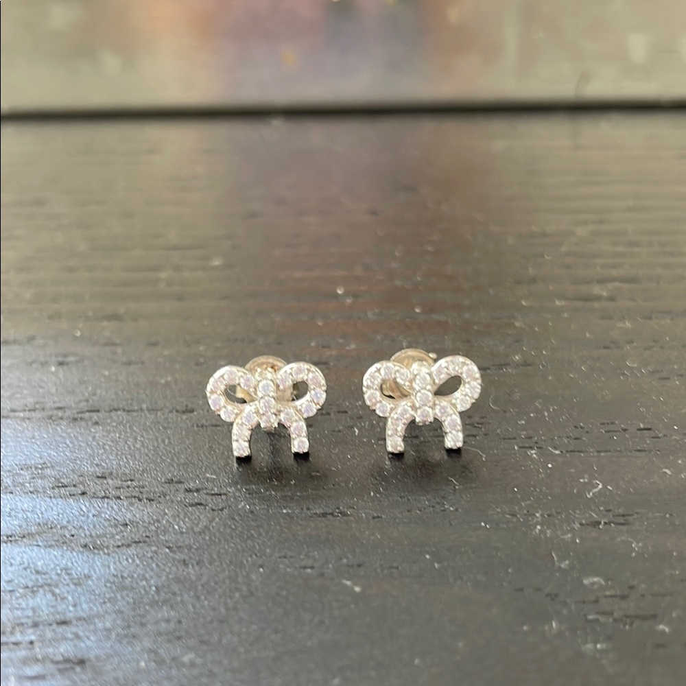 Elegant Silver Bow Earrings